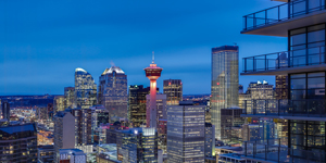 View of Toronto skyline at night.
